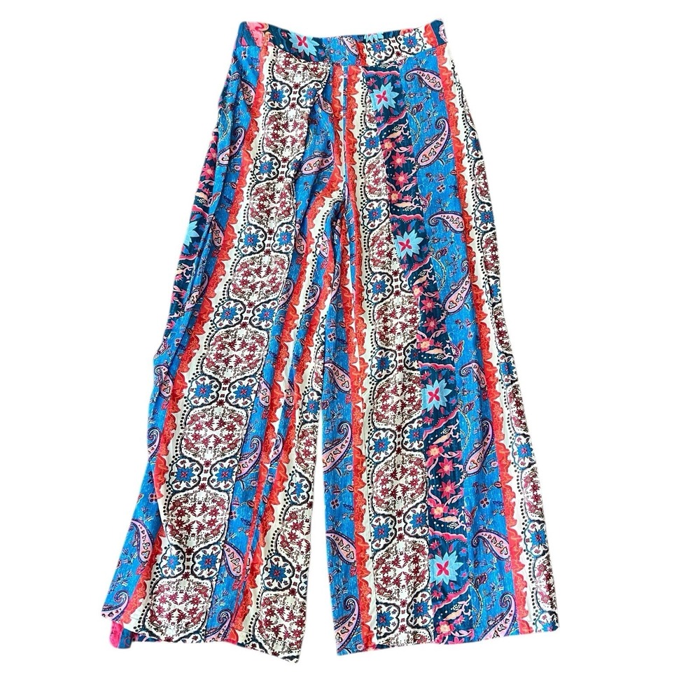 Soft Surroundings Boho Patchwork Wide Leg‎ Palazzo Pants Small Multi  Festival